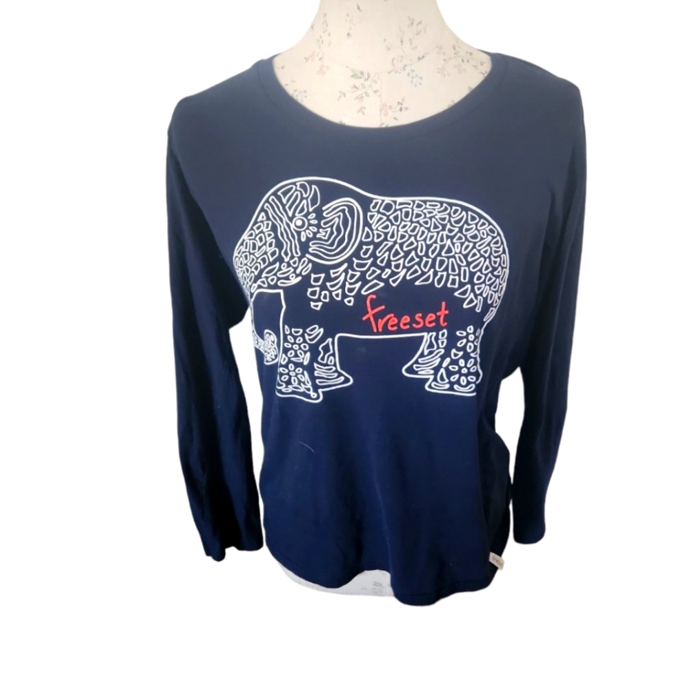 Freeset women's graphic elephant long sleeve shirt Large